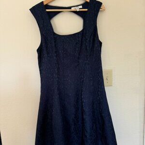 Max and Cleo Sleeveless Blue lace brocade Formal Dress, Size 14